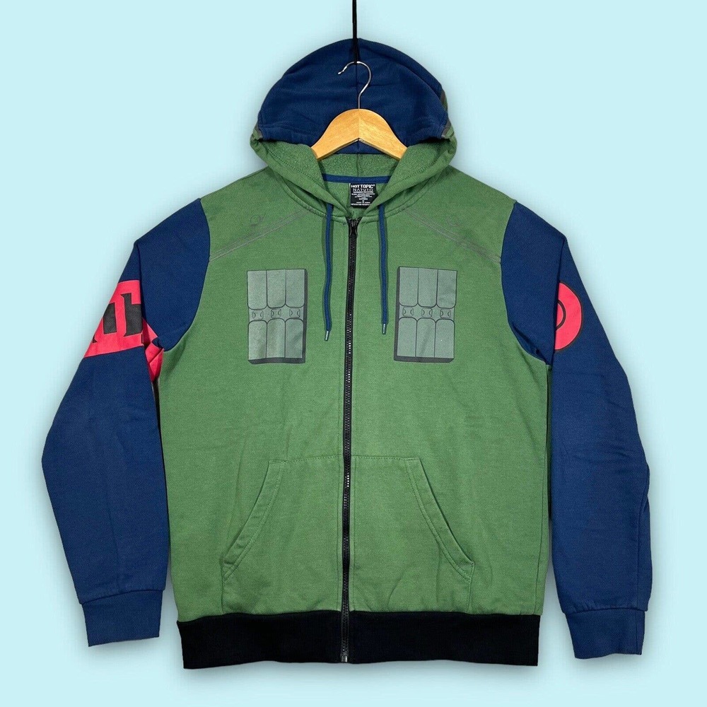 Hot Topic Mens Medium 2007 Naruto Shippuden Kakashi Army Full Zip L/s Hoodie